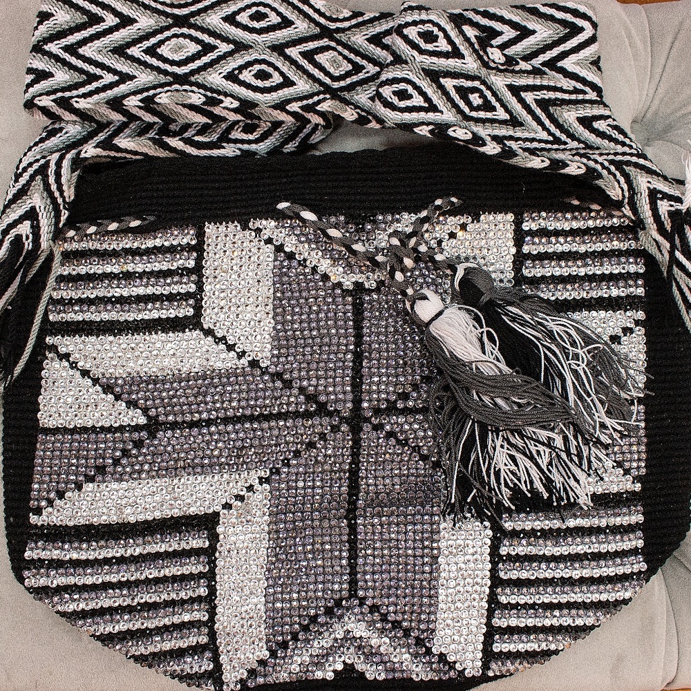 Handmade Black & White Shoulder Bag